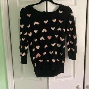 Lauren Conrad black and Pink Heart Sweater